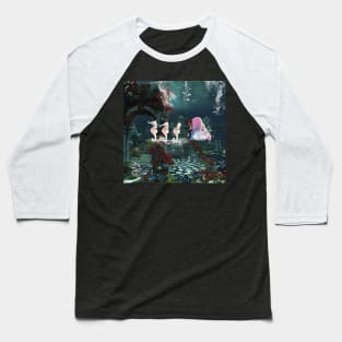 Cute mermaid has fun with seahorses Baseball T-Shirt